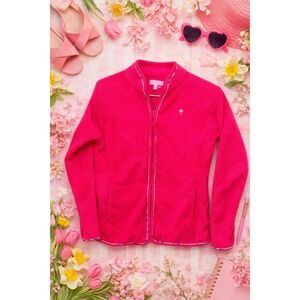 Lilly Pulitzer Pink Fleece Zip Jacket XS Palm Tree Logo Preppy Lightweight